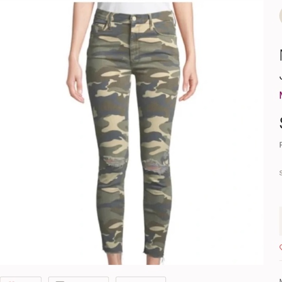 Mother High Waisted Looker Ankle Fray Camo Jeans sz27 - Picture 5 of 14